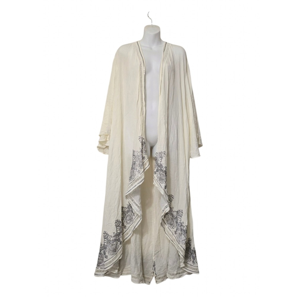 Torrid Cream Embroidered Floral Maxi Kimono Duster Sz 3X NWT